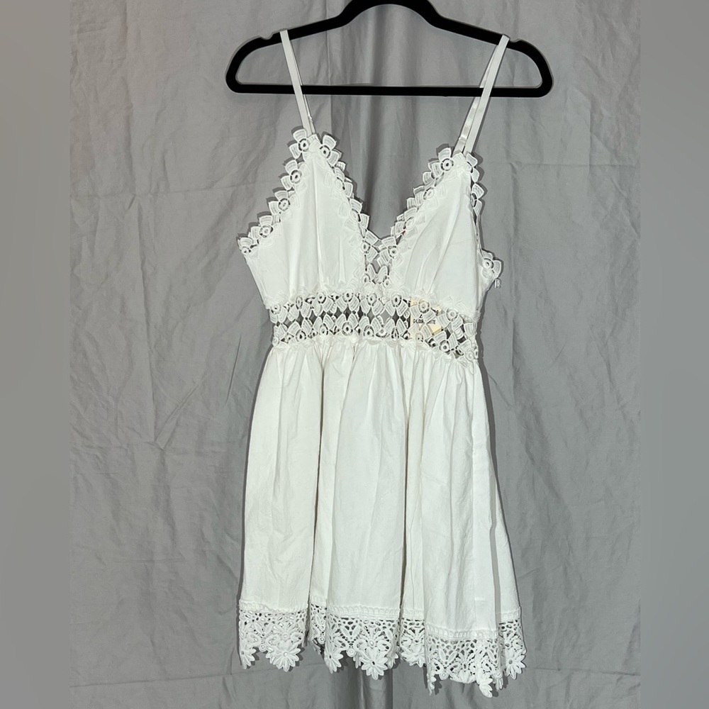 RAGA Anthropology White Lace-Trim Mini Dress - Picture 2 of 8